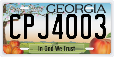 GA license plate CPJ4003