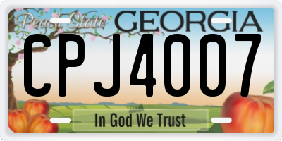 GA license plate CPJ4007