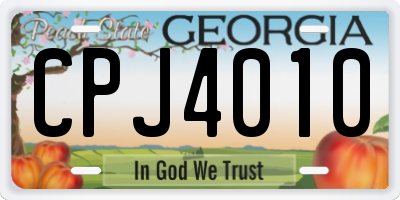 GA license plate CPJ4010
