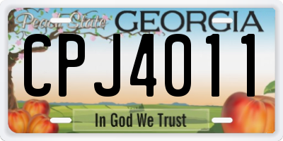 GA license plate CPJ4011