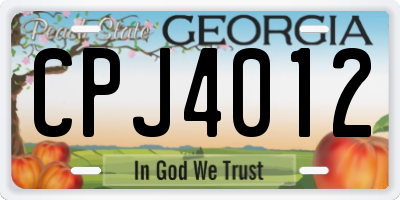 GA license plate CPJ4012