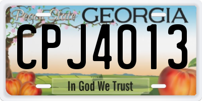 GA license plate CPJ4013