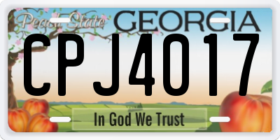 GA license plate CPJ4017