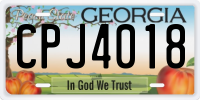 GA license plate CPJ4018