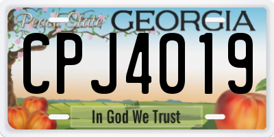 GA license plate CPJ4019