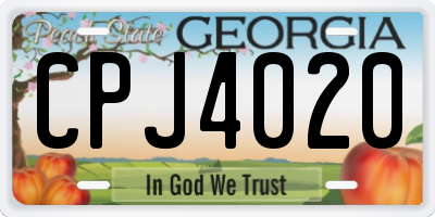 GA license plate CPJ4020
