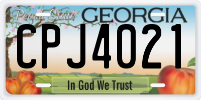 GA license plate CPJ4021