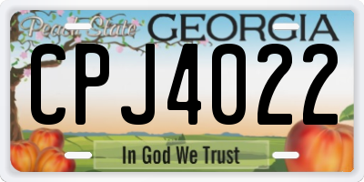GA license plate CPJ4022