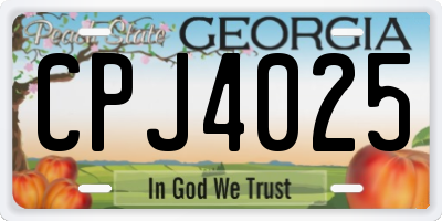 GA license plate CPJ4025