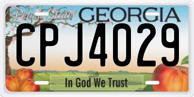 GA license plate CPJ4029