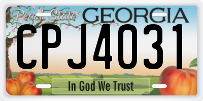 GA license plate CPJ4031