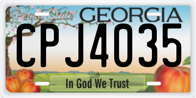 GA license plate CPJ4035