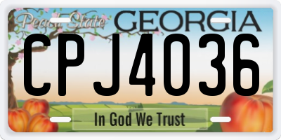 GA license plate CPJ4036
