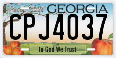 GA license plate CPJ4037