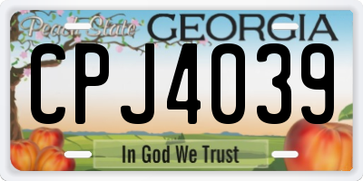 GA license plate CPJ4039