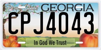 GA license plate CPJ4043