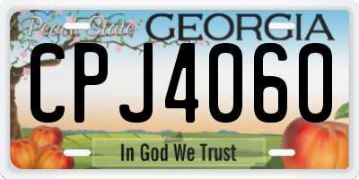 GA license plate CPJ4060