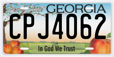 GA license plate CPJ4062
