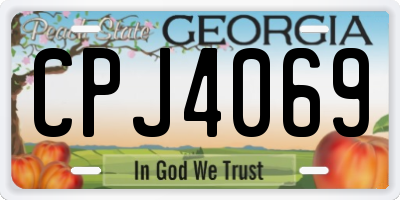 GA license plate CPJ4069