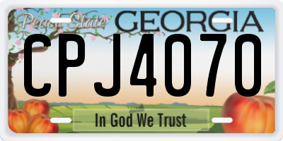 GA license plate CPJ4070