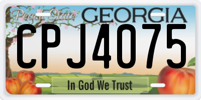 GA license plate CPJ4075
