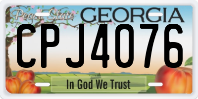 GA license plate CPJ4076