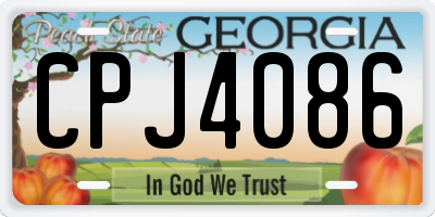 GA license plate CPJ4086