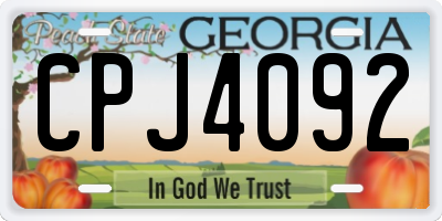 GA license plate CPJ4092