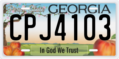 GA license plate CPJ4103