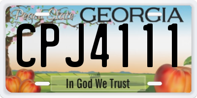 GA license plate CPJ4111