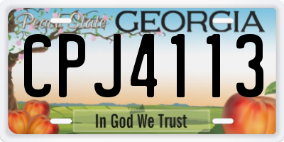 GA license plate CPJ4113