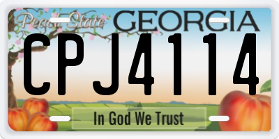 GA license plate CPJ4114