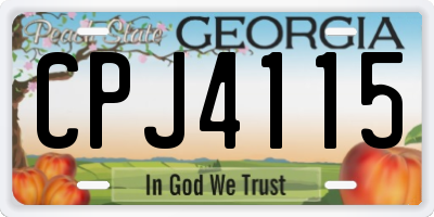 GA license plate CPJ4115