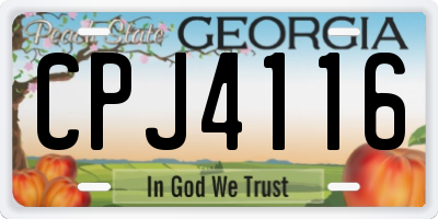 GA license plate CPJ4116