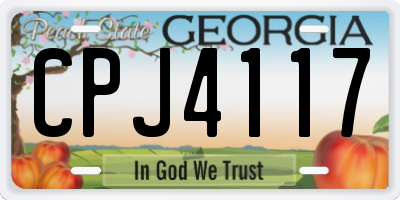 GA license plate CPJ4117