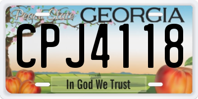 GA license plate CPJ4118