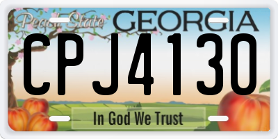 GA license plate CPJ4130