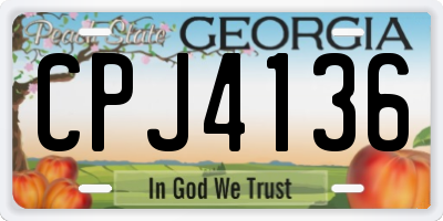 GA license plate CPJ4136
