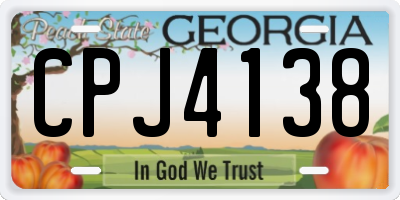 GA license plate CPJ4138