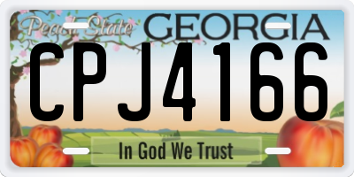 GA license plate CPJ4166