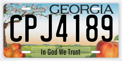 GA license plate CPJ4189
