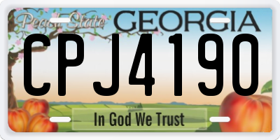 GA license plate CPJ4190