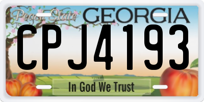 GA license plate CPJ4193