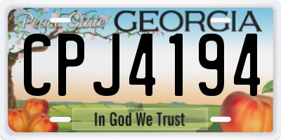 GA license plate CPJ4194