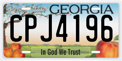 GA license plate CPJ4196