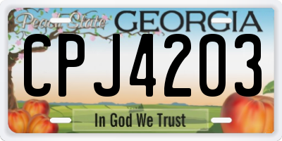 GA license plate CPJ4203