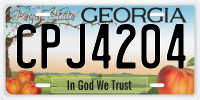 GA license plate CPJ4204