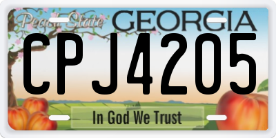 GA license plate CPJ4205