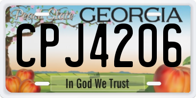 GA license plate CPJ4206