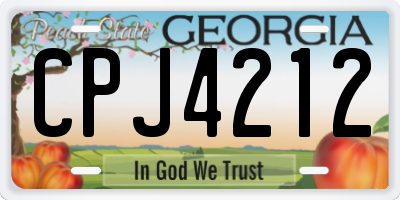 GA license plate CPJ4212